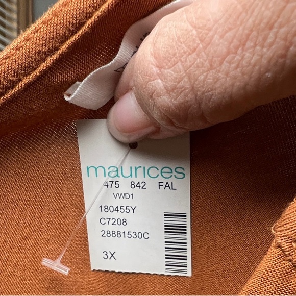 Maruices Ruffle Trim Peplum Top - Rust (Size 3X) - Picture 6 of 8